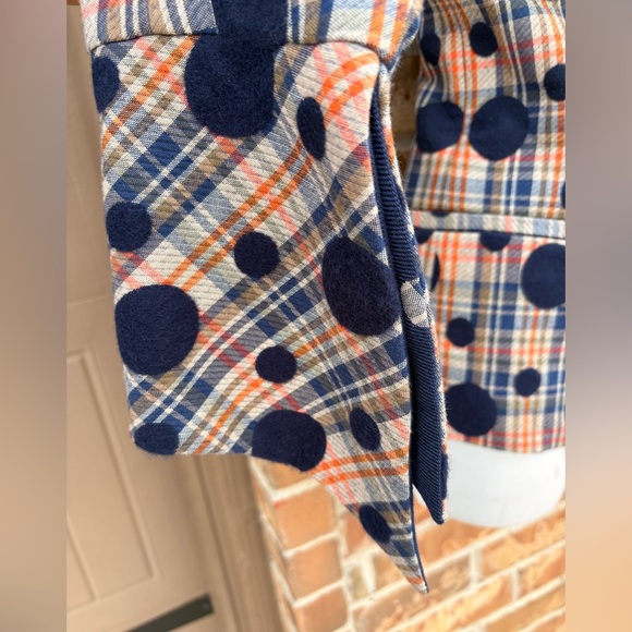 Hanh Merriman Mixed Media Plaid & Polka Dot Blazer size 8 - Picture 7 of 12